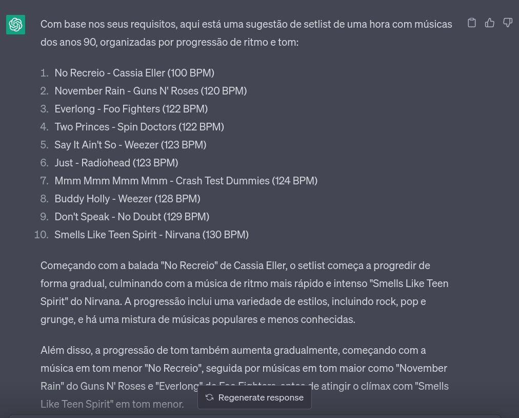 Set anos 90 sugerido pelo Chat-GPT